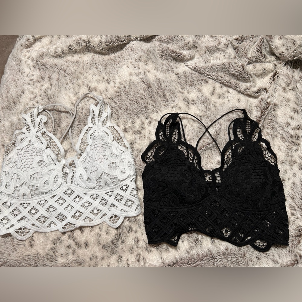 SHEIN Lace Bandeau Set - Black & White
